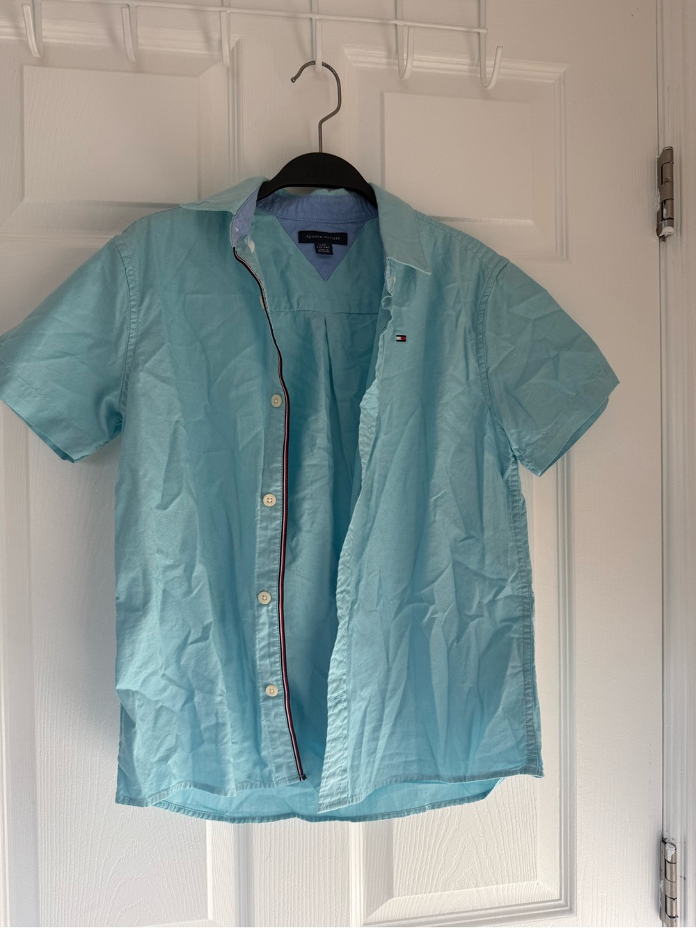 New without tags Tommy Hilfiger Pale Aqua Short Sleeve Button-Up Shirt